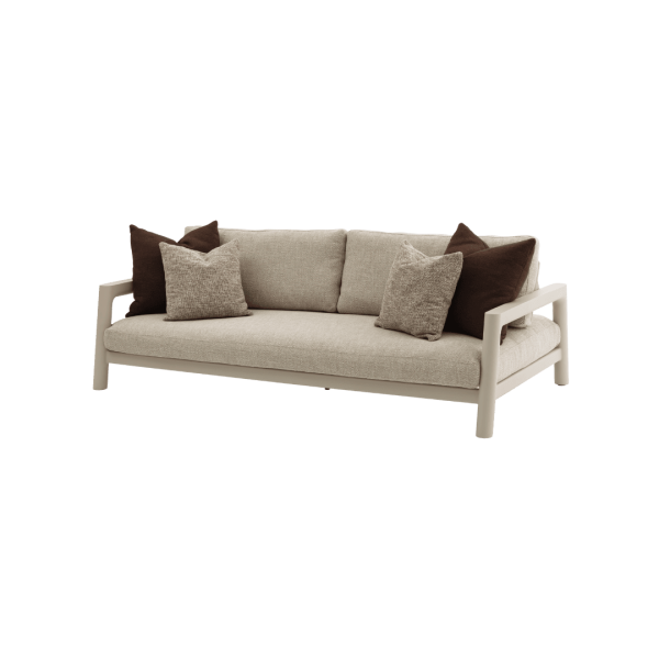 Tolo 3-Sitzer Loungesofa, Gestell Aluminum latte, Rope latte, Kissen Boucle Mokka