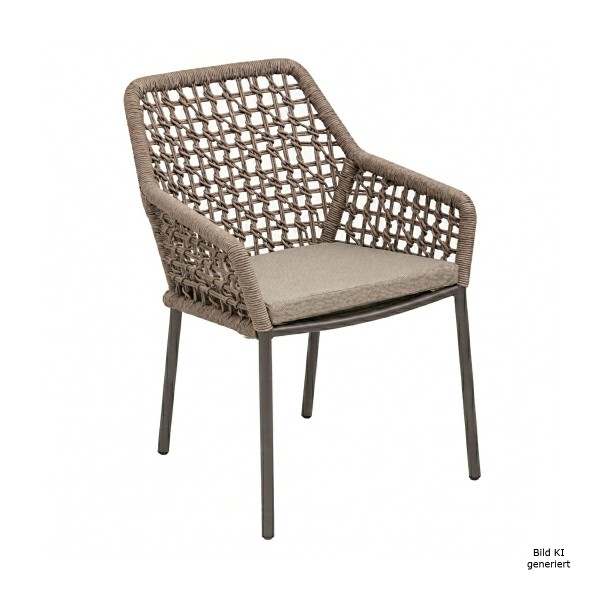 Galicia Stapelsessel, Gestell Aluminium taupe, Rope taupe, inkl. Sitzkissen