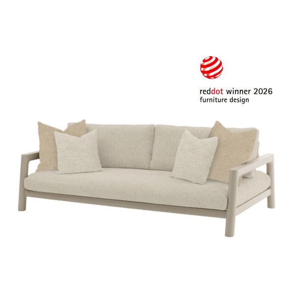Tolo 3-Sitzer Loungesofa, Gestell Aluminum latte, Rope latte, Kissen Boucle beige