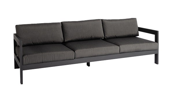 Jati & Kebon Vigo 3-Sitzer Lounge Sofa grau matt, mit Verstellfunktion an beiden Seiten 233x78,5x61