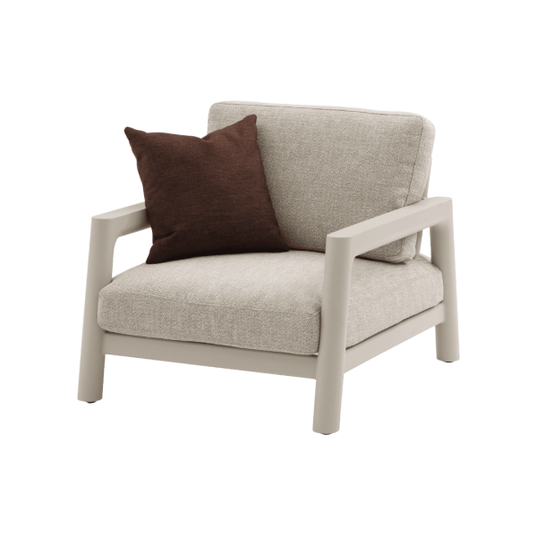 Tolo Loungesessel, Gestell Aluminum latte, Rope latte, Kissen Boucle Mokka