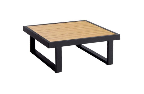 Jati & Kebon Rao High Tisch / Eckmoldul 70x70x32 cm eisengrau matt, Tischplatte Teak