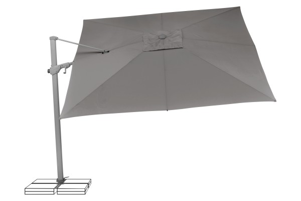Varioflex Ampelschirm 300x300cm, Sondermodell Stoffqualität 4, Bezug Farbe smoke 420