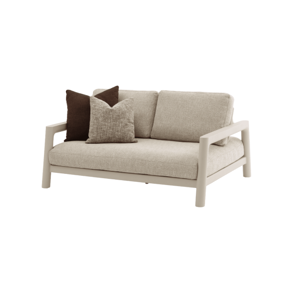 Tolo 2-Sitzer Loungesofa, Gestell Aluminum latte, Rope latte, Kissen Boucle Mokka
