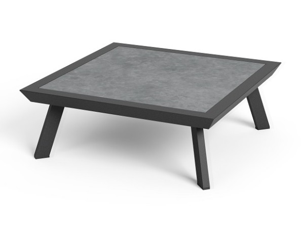 Jati & Kebon Elios Lounge-Tisch 76x76 cm, Gestell Alu eisengrau, Tischplatte Keramik ash grey
