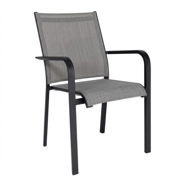 Jati & Kebon Stapelsessel Dransy, Gestell Aluminium eisengrau, Textilene silver grey