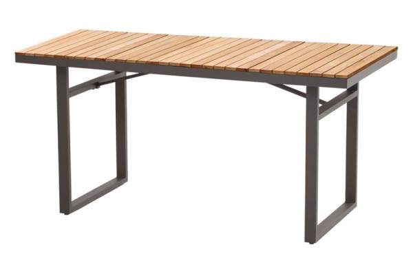 4Seasons Montigo Cosy Dining Tisch 150x80 cm, Gestell Aluminium eisengrau, Tischplatte Teak