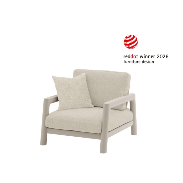 Tolo Loungesessel, Gestell Aluminum latte, Rope latte, Kissen Boucle beige