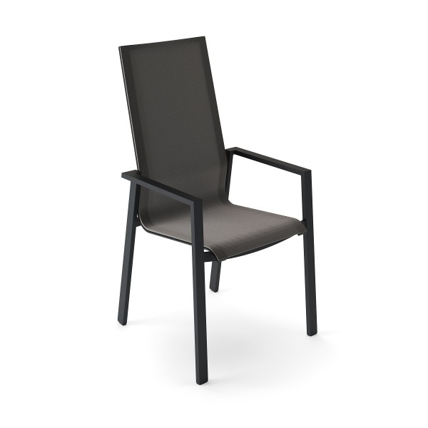 Jati & Kebon Stapelsessel XL Hochlehner Beja Aluminium eisengrau, Textilene taupe